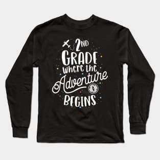 2Nd Grade Where He Adventure Begins Second Kids Eacher Long Sleeve T-Shirt